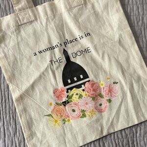 Feminist Political Graphic small Tote Bag Michigan State Capitol Dome Floral